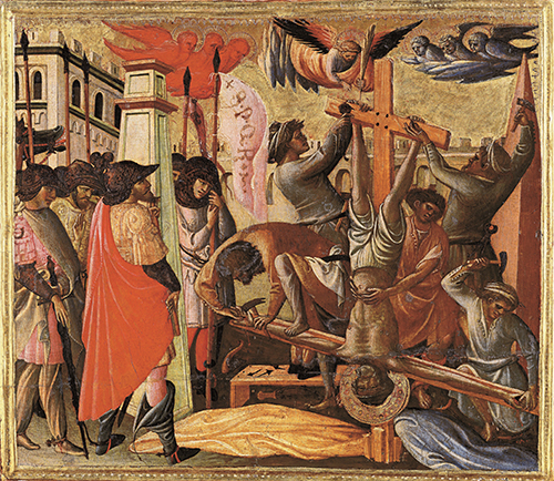 Giovanni dal Ponte, Polittico di San Pietro, 1430 circa, scomparto di predella con Martirio di san Pietro,