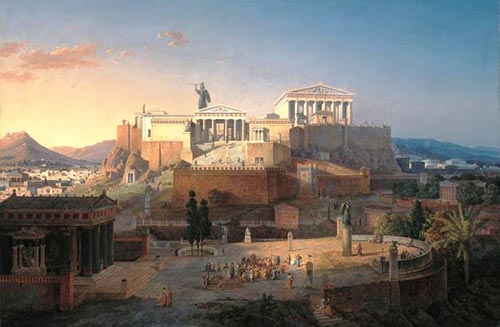 Leo Von Klenze, Ricostruzione dell'Acropoli e dell'Areopago di Atene, dipinto, 1846, Neue Pinakothek, Monaco di Baviera