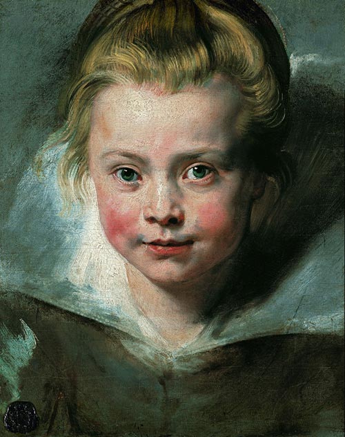 Pietro Paolo Rubens, Ritratto della figlia Clara Serena,1615 – 1616, olio su tela applicata su tavola 33x26,3 cm, Vienna, Palazzo Liechtenstein - The Princely Collections