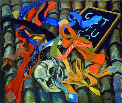 Renato Guttuso, Teschio e cravatte, 1979, olio su tela, cm 80x95, Roma, Archivi Guttuso