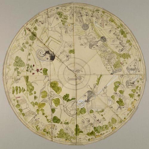 4 disegno preparatorio con scene di caccia scuola del deccan hyderabad xviii secolo