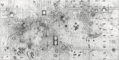 Graufeld / Camprigio, 2003 grafite su carta / graphite on paper 320 x 630 cm
