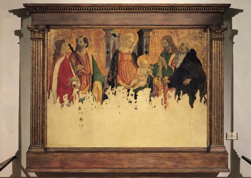 6 francesco botticini madonna in trono col bambino e i santi sebastiano simone zelota giuda taddeo e antonio abate 1479-1480