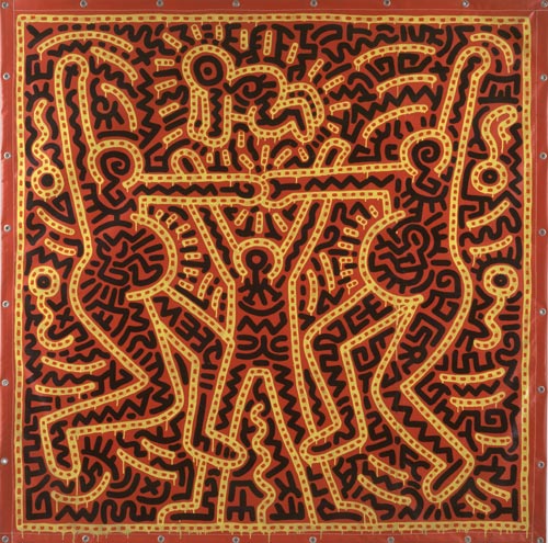 1 keith haring untitled 1983 inchiostro vinilico su telone di vinile