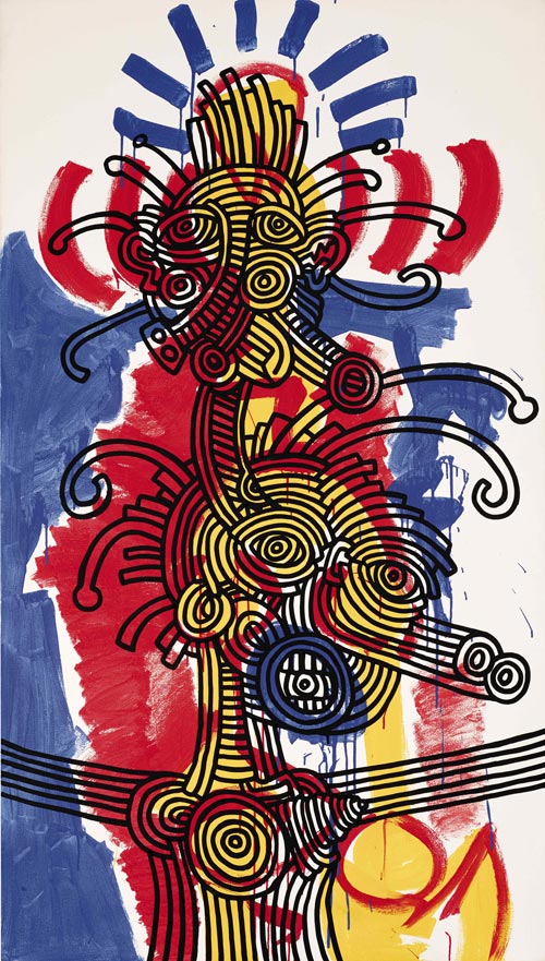 5 keith haring red yellow and blue, 1987 acrilico su tela