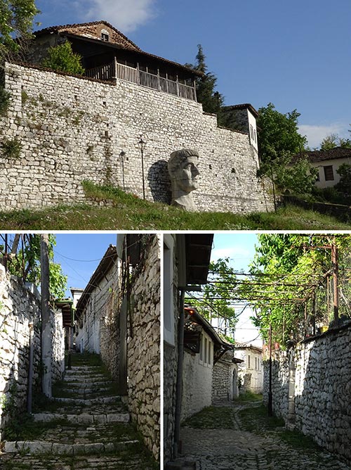 2 testa imperatore costantino nella fortezza di berat e scorci di cittadella foto donata brugioni
